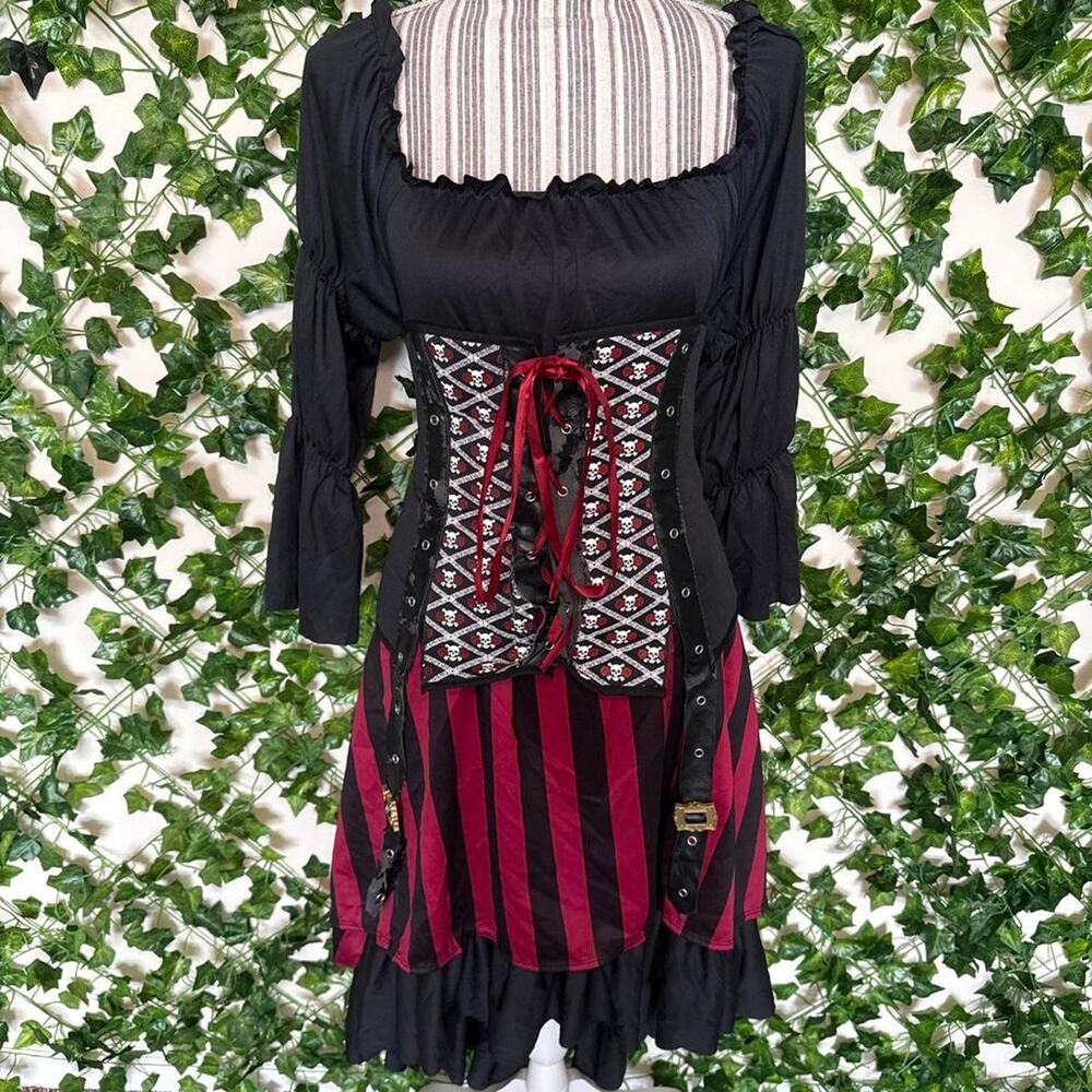 Black and red striped pirate costume